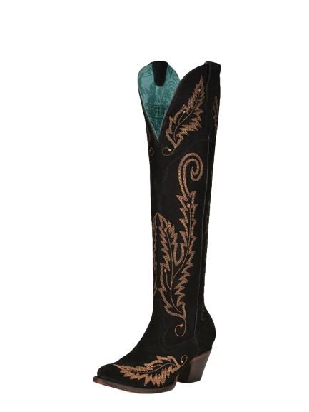 Corral Ladies' Black Embroidered Tall Top Suede Boot