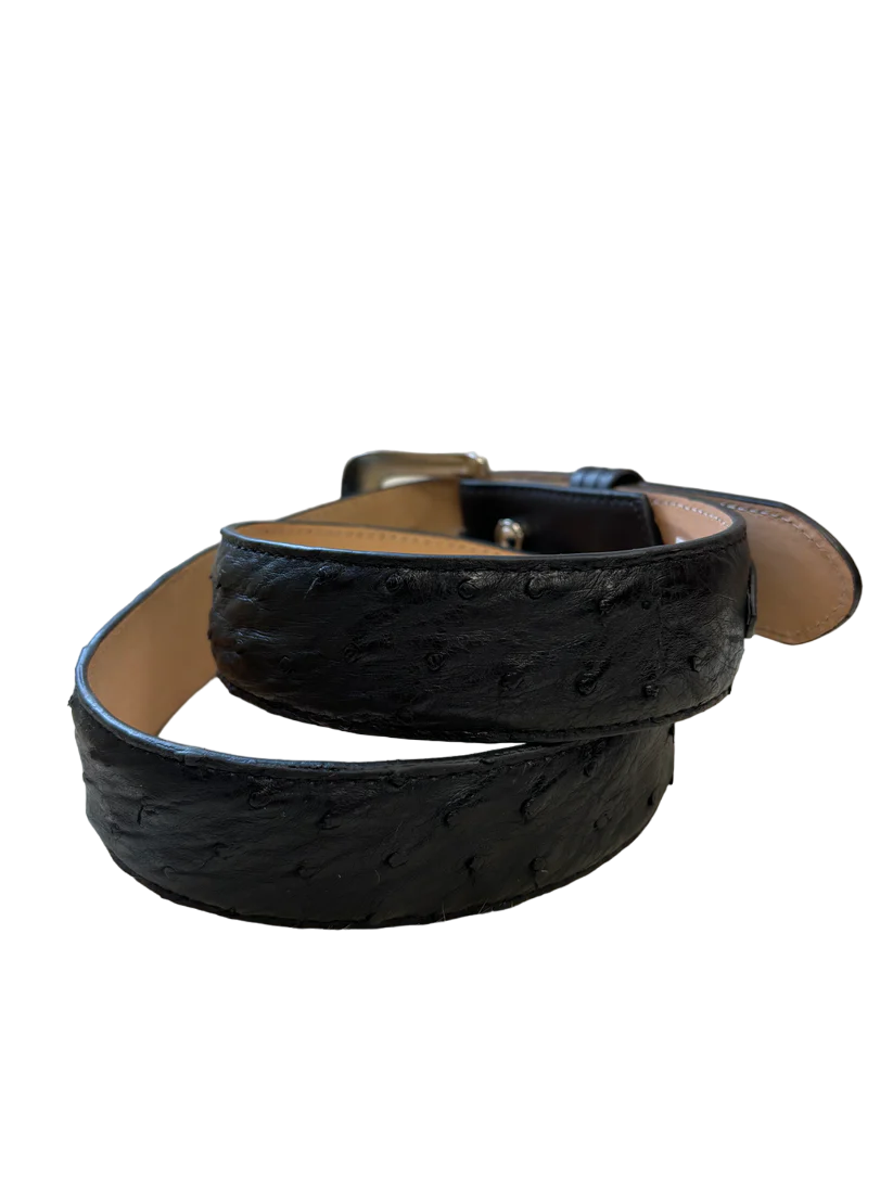 Original Gray Ostrich Full Quill Skin Western Style Belt main image 1