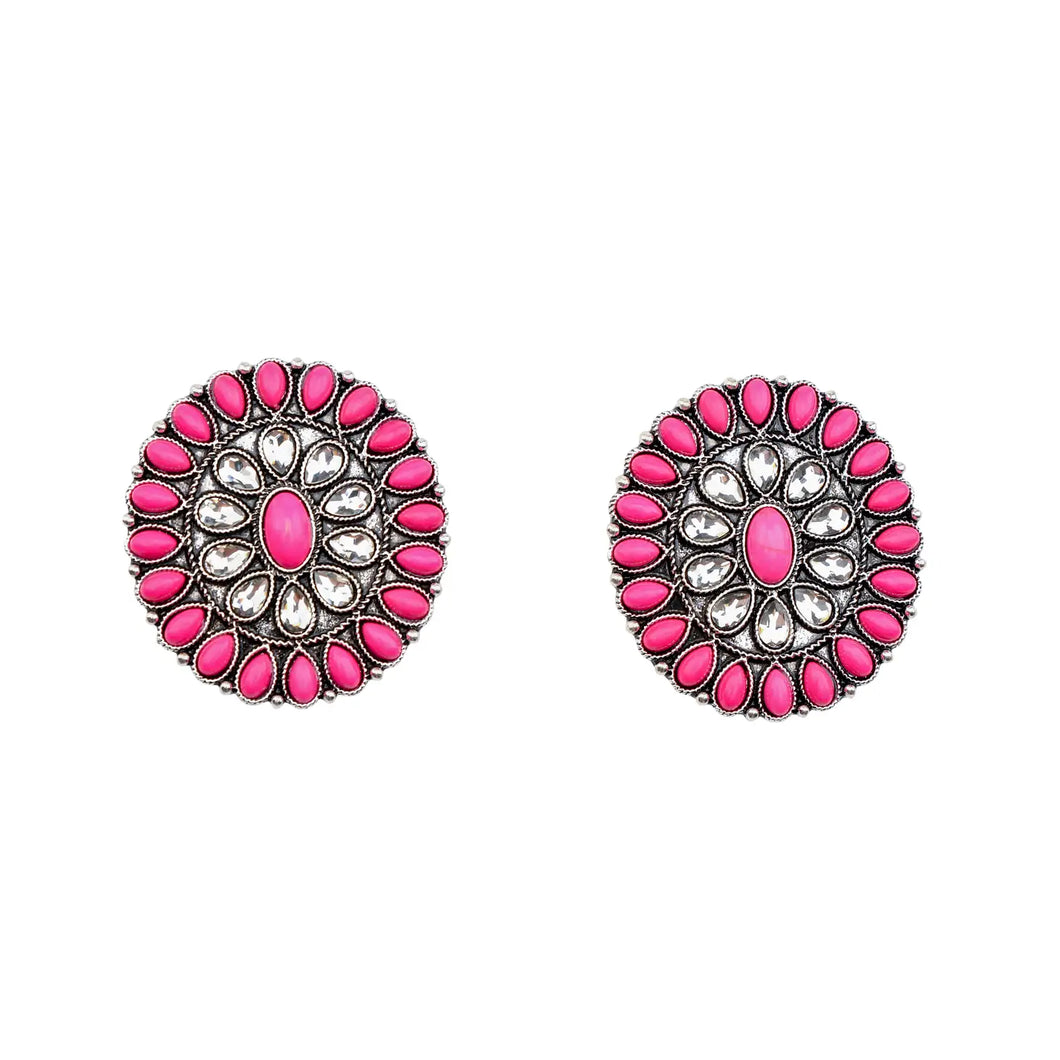 West & Co. Large Pink Rhinestone Cluster Post Earring