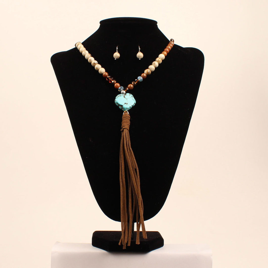 Turquoise Stone Bead Jewelry Set