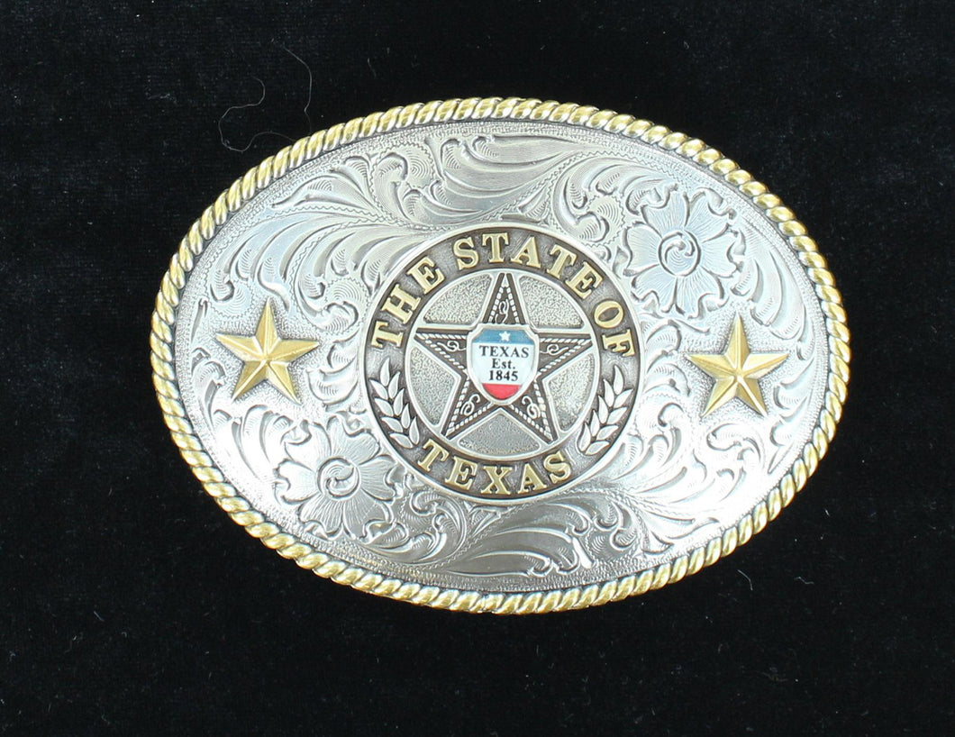 Oval Rope Edge State Of TX Buckle