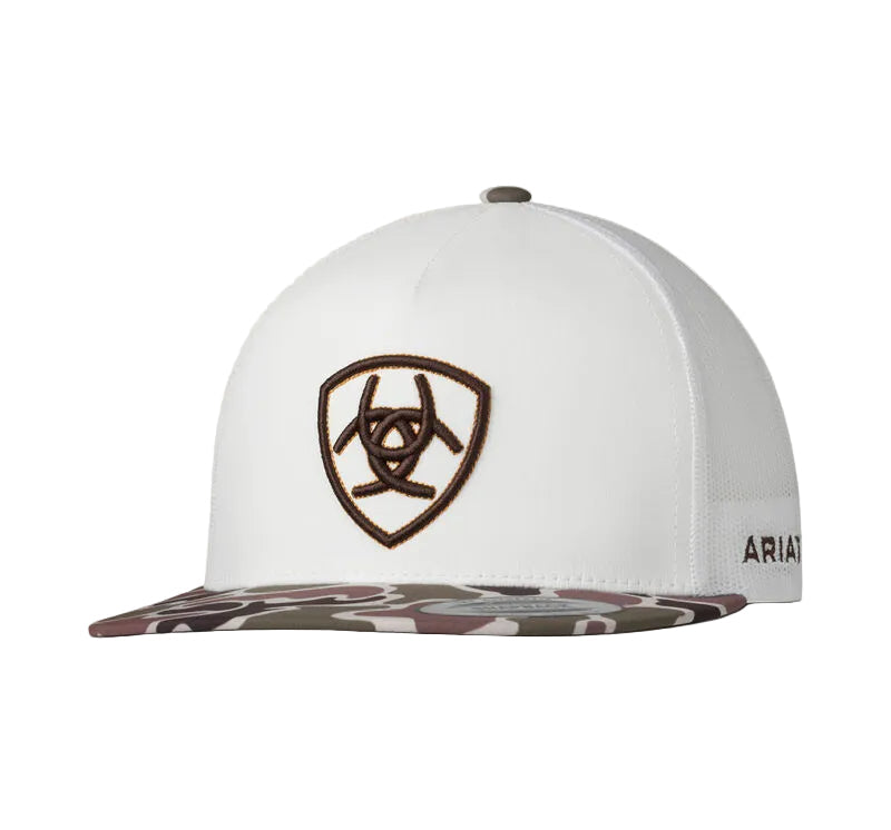 Ariat White Camo Shied Logo Cap