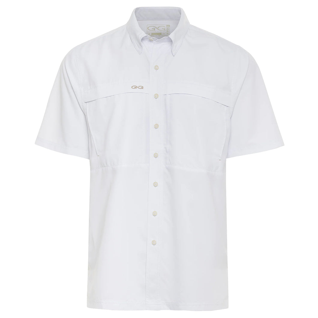 GameGuard White Short Sleeve Microfiber Button Down Men's Shirt