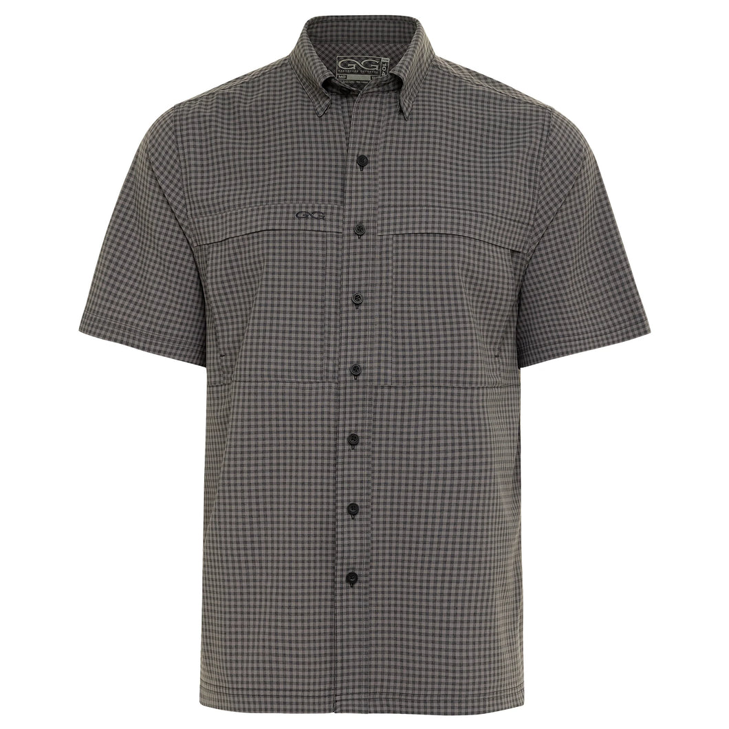 GameGuard Gunmetal & Caviar Short Sleeve Button Down TekCheck Men's Shirt