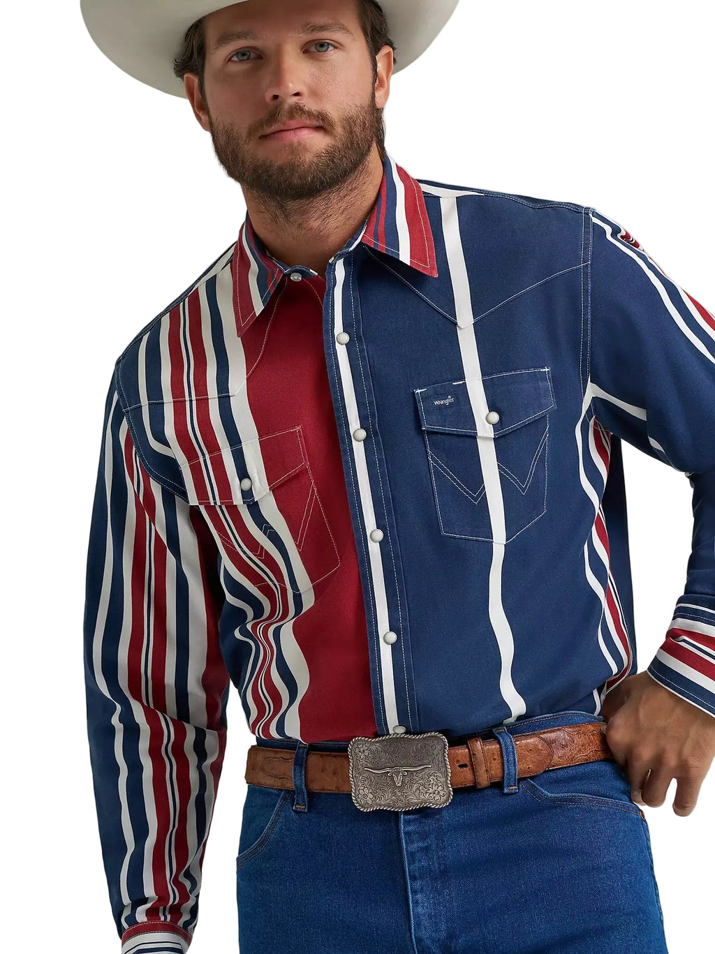 Wrangler Vintage-Inspired Long Sleeve Men's Western Snap Shirt