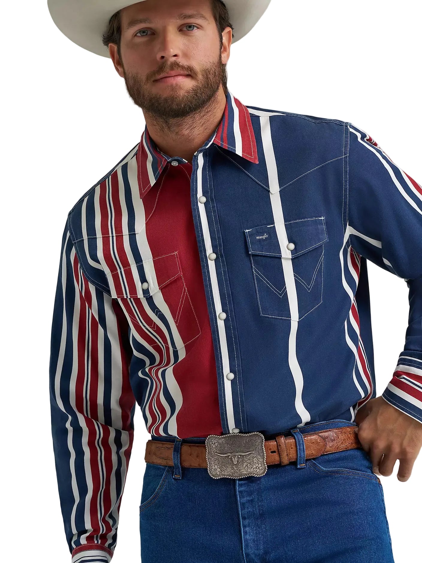 Wrangler Vintage-Inspired Long Sleeve Men's Western Snap Shirt