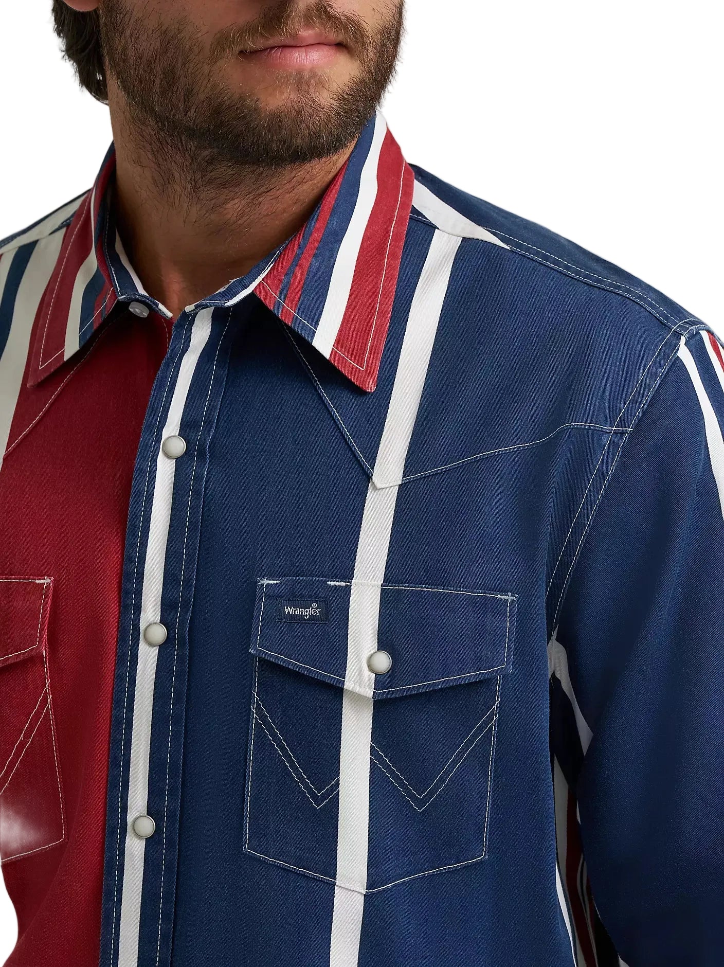 Wrangler Vintage-Inspired Long Sleeve Men's Western Snap Shirt