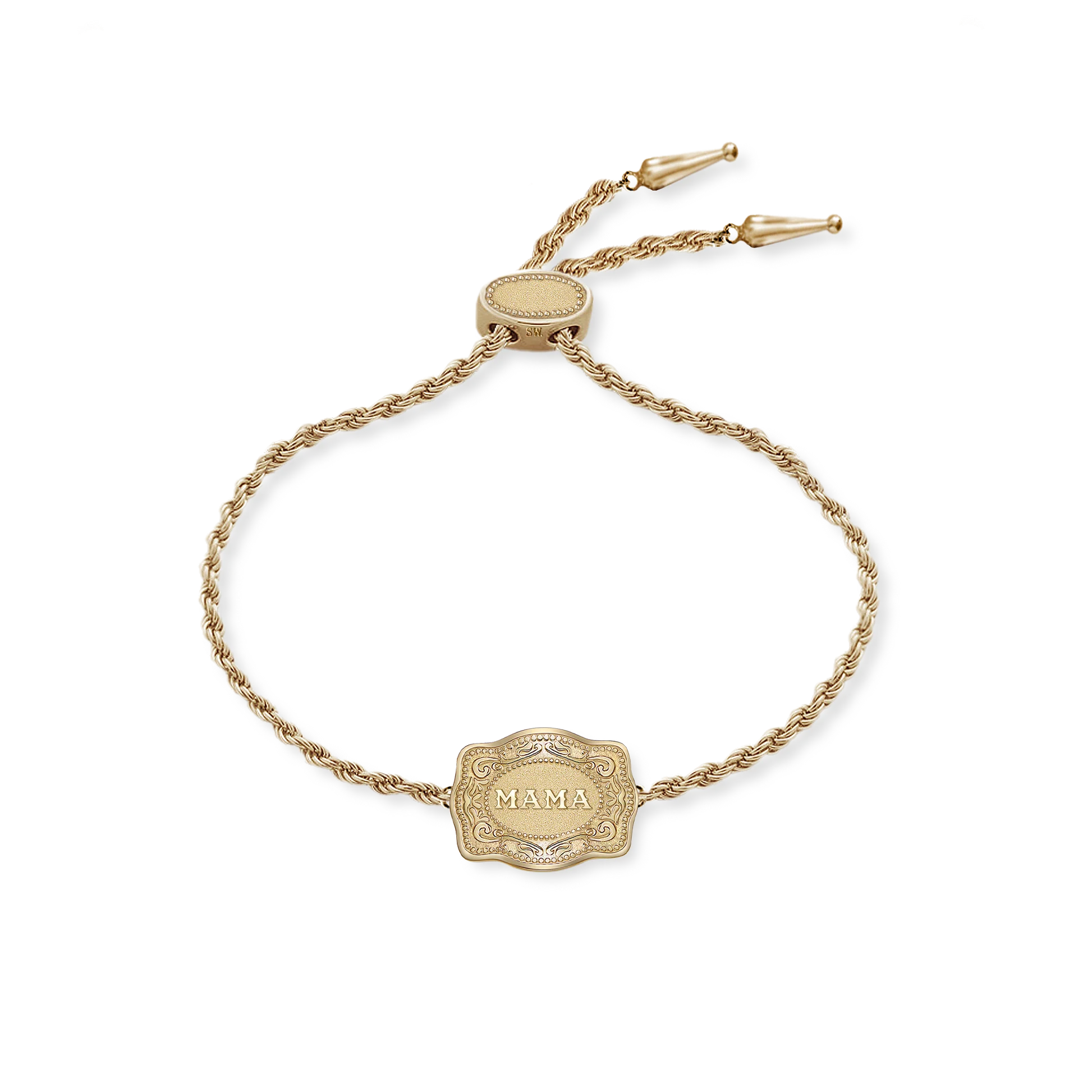 SpurWest Gold Ultra Mini Belt Buckle "Mama" Bracelet