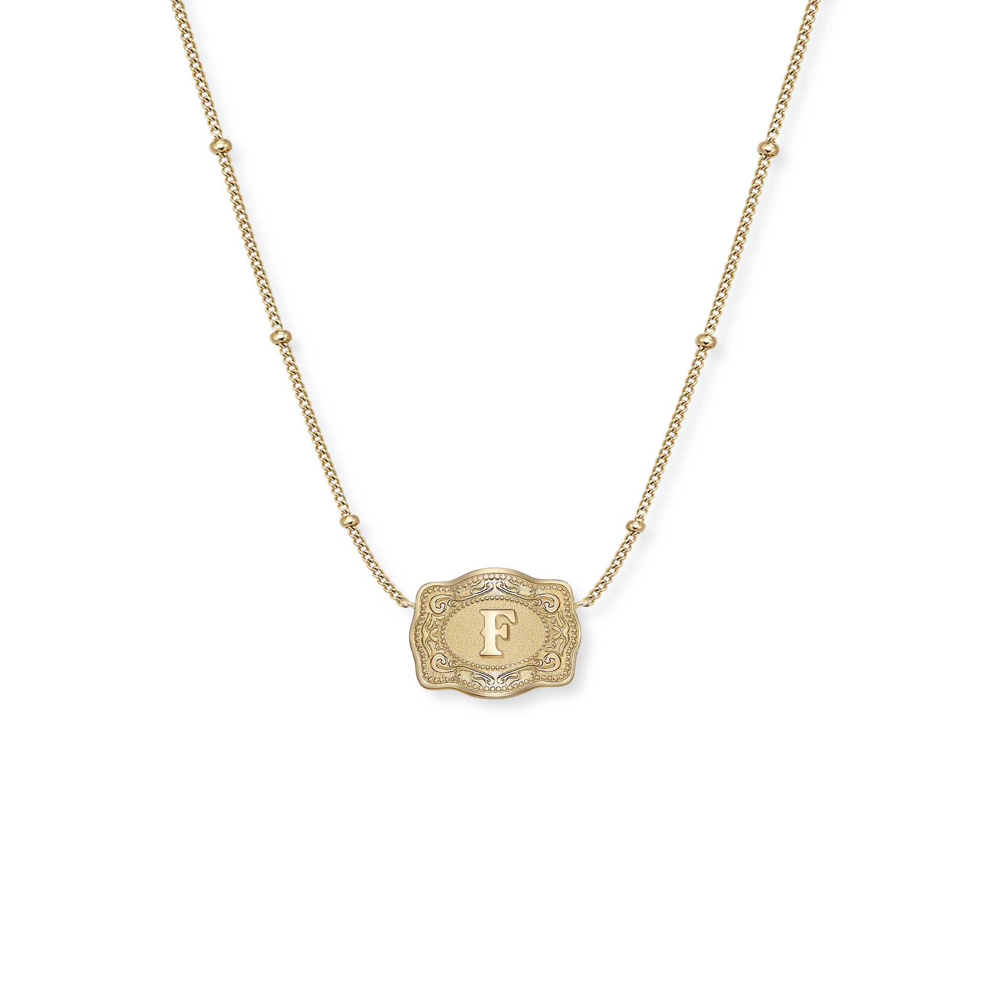 SpurWest Gold Ultra Mini Belt Buckle Initial Necklace