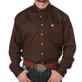 Cinch Men's Long Sleeve Solid Brown Button Down Shirt