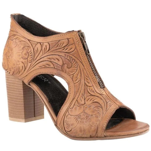 Roper Ladies' Tan Tooled Zip Front Heel