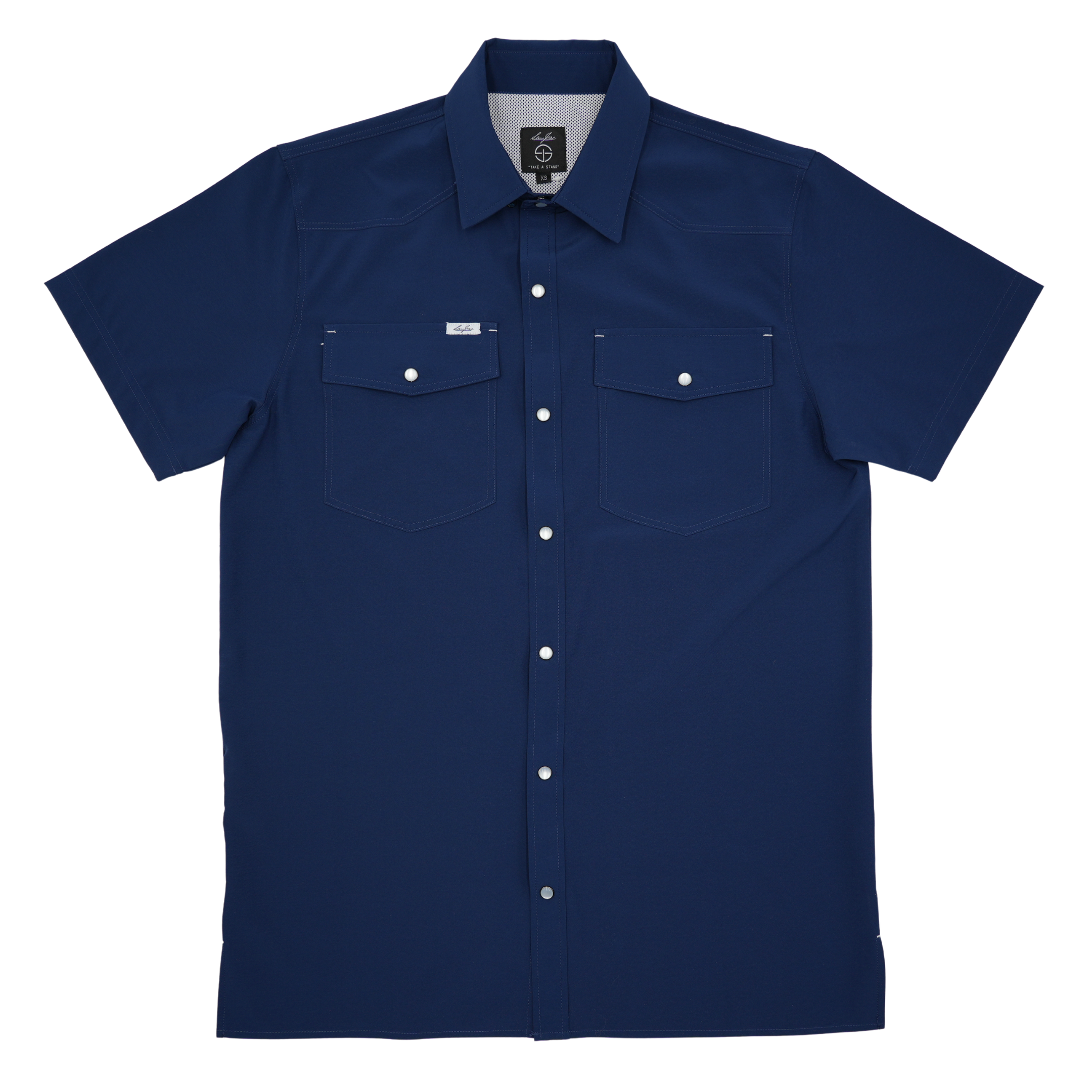 SanJac Navy Coahuila Short Sleeve Pearl Snap Men's Shirt
