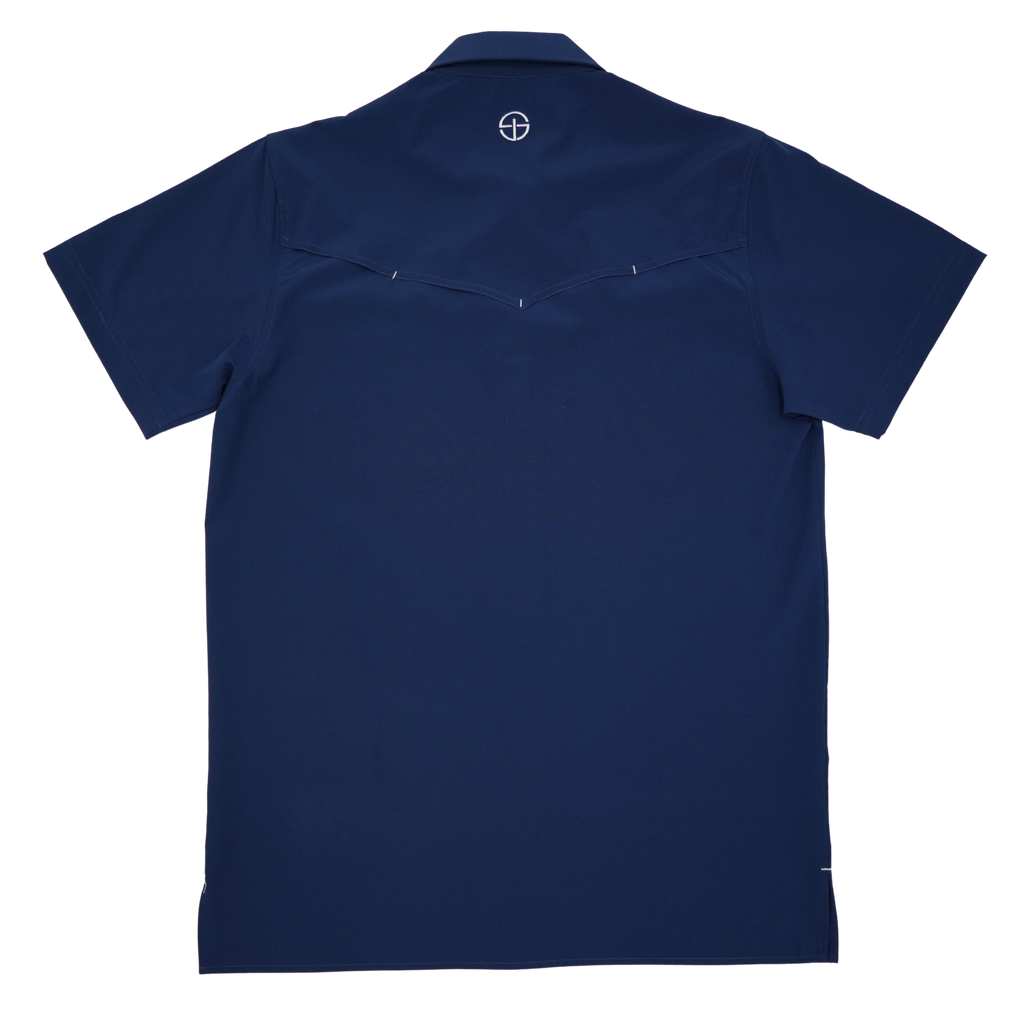 SanJac Navy Coahuila Short Sleeve Pearl Snap Men's Shirt
