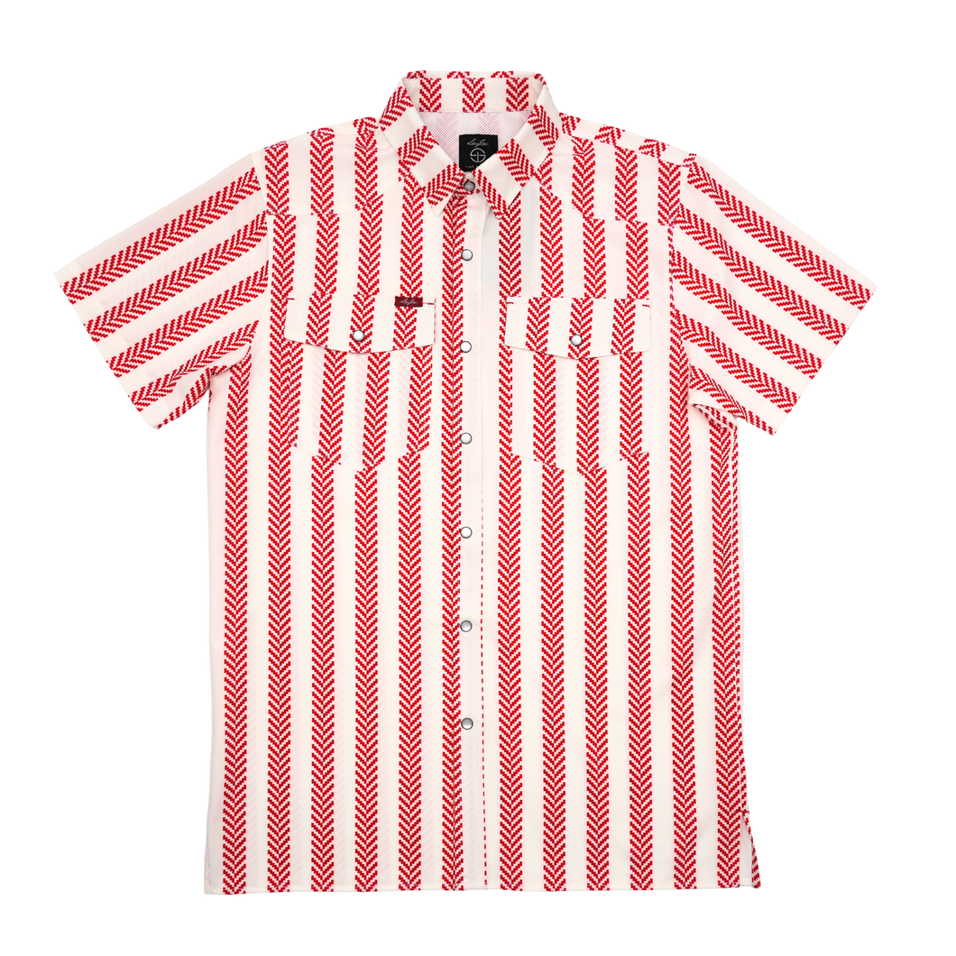 SanJac Red Coahuila Short Sleeve Pearl Snap Men's Shirt