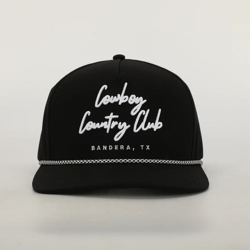 Cowboy Country Club Black Cursive Rope Hat