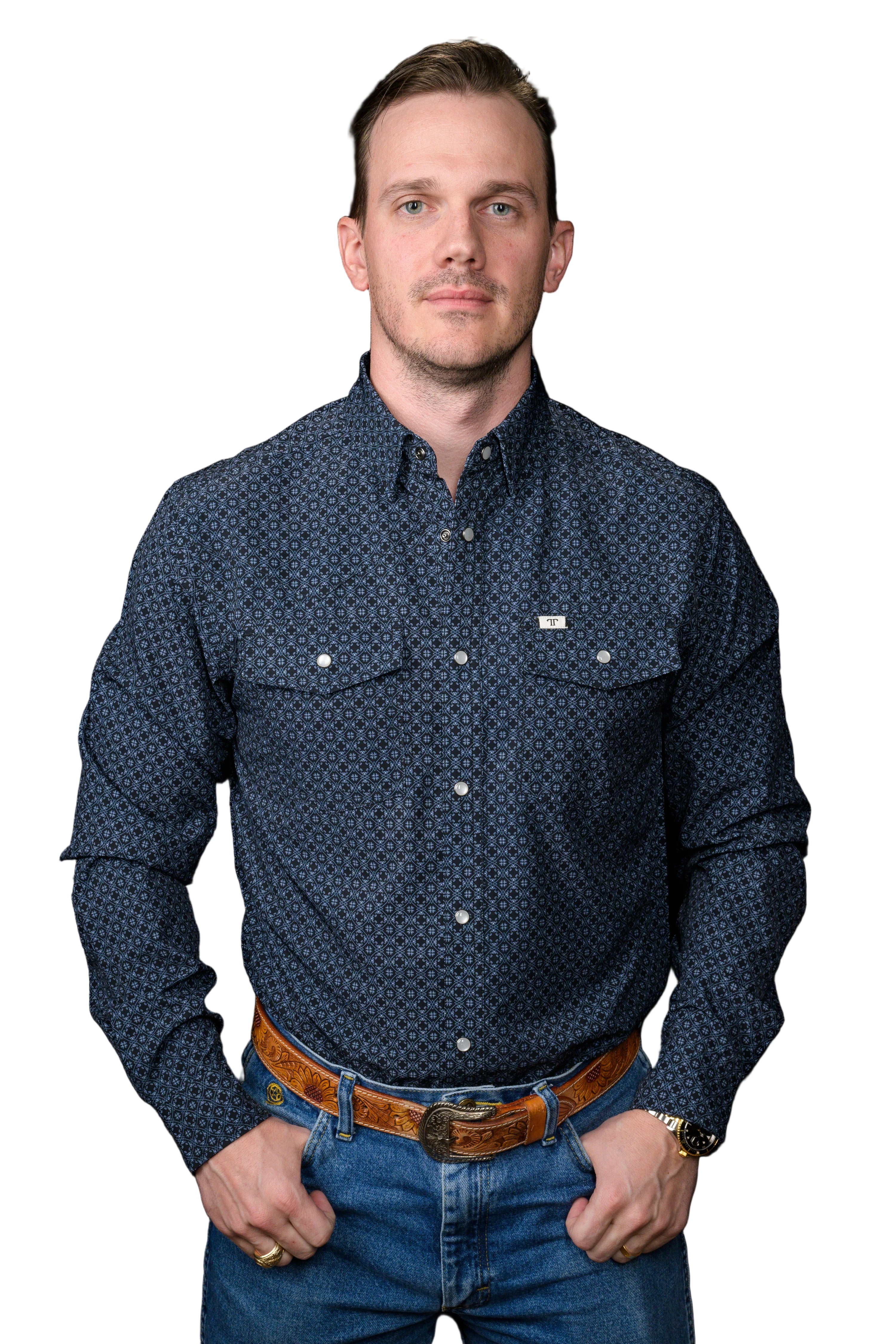 Ferrell "Silas" Long Sleeve Men's Pearl Snap Shirt