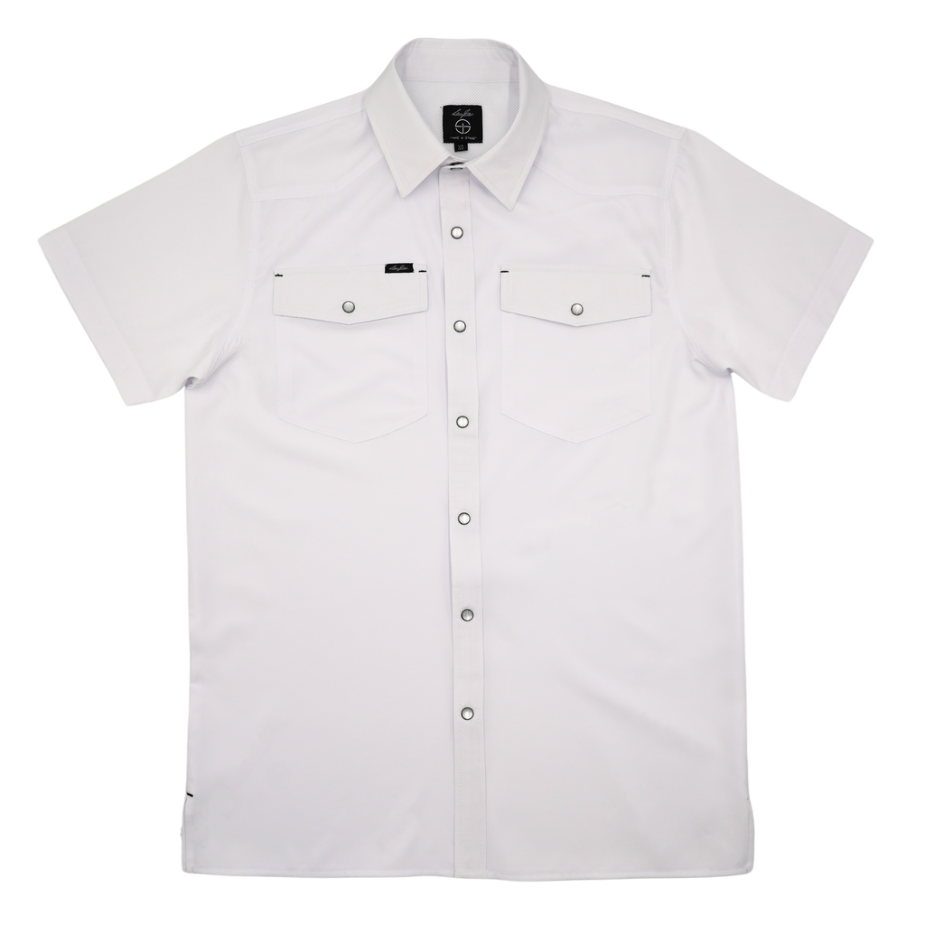 SanJac White Coahuila Short Sleeve Pearl Snap Men's Shirt