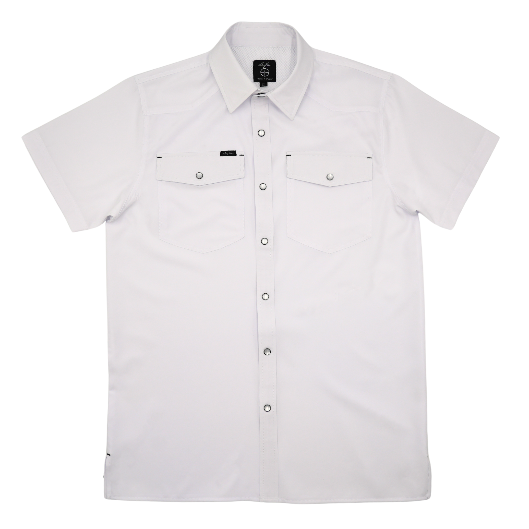 SanJac White Coahuila Short Sleeve Pearl Snap Men's Shirt