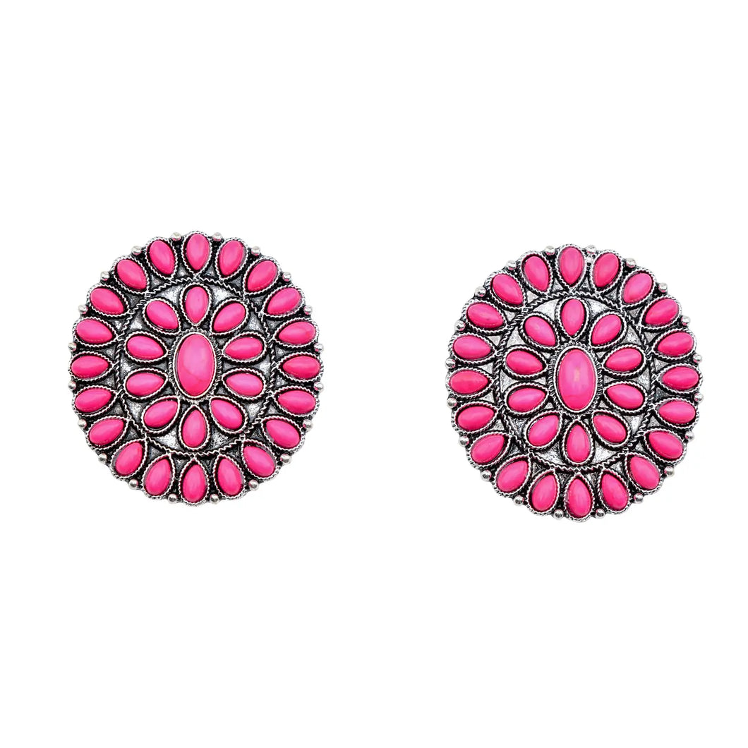 West & Co. Large Pink Cluster Post Earring