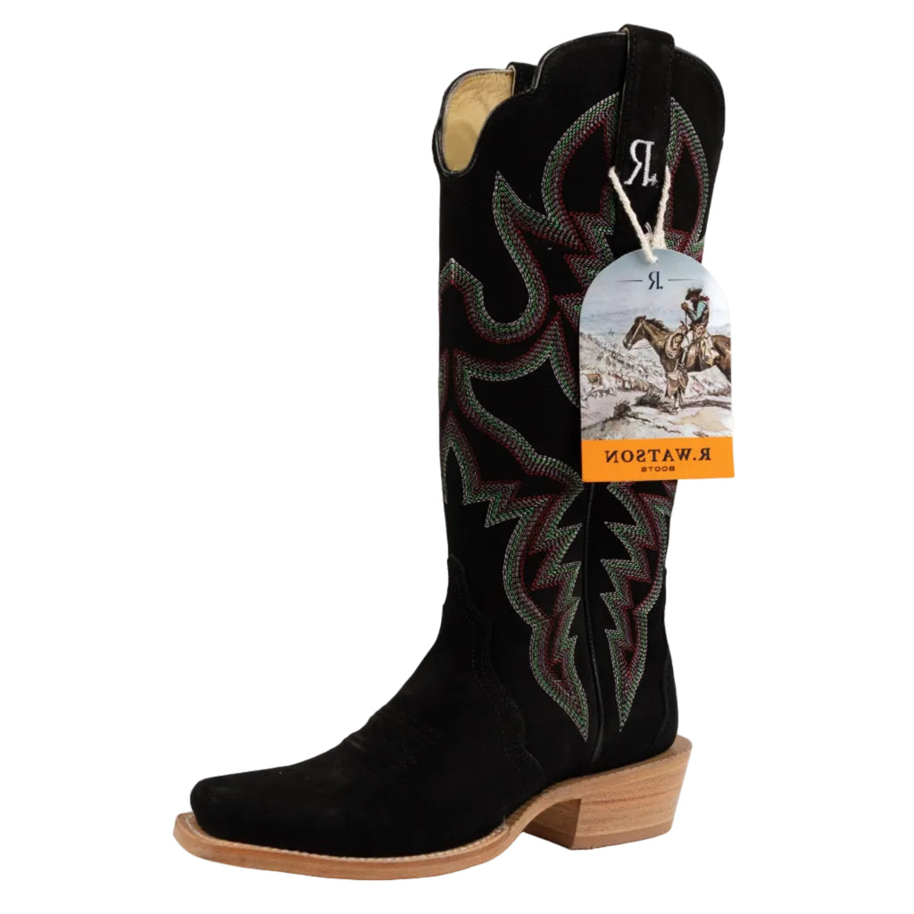 R. Watson Black Roughout Ladies Boot