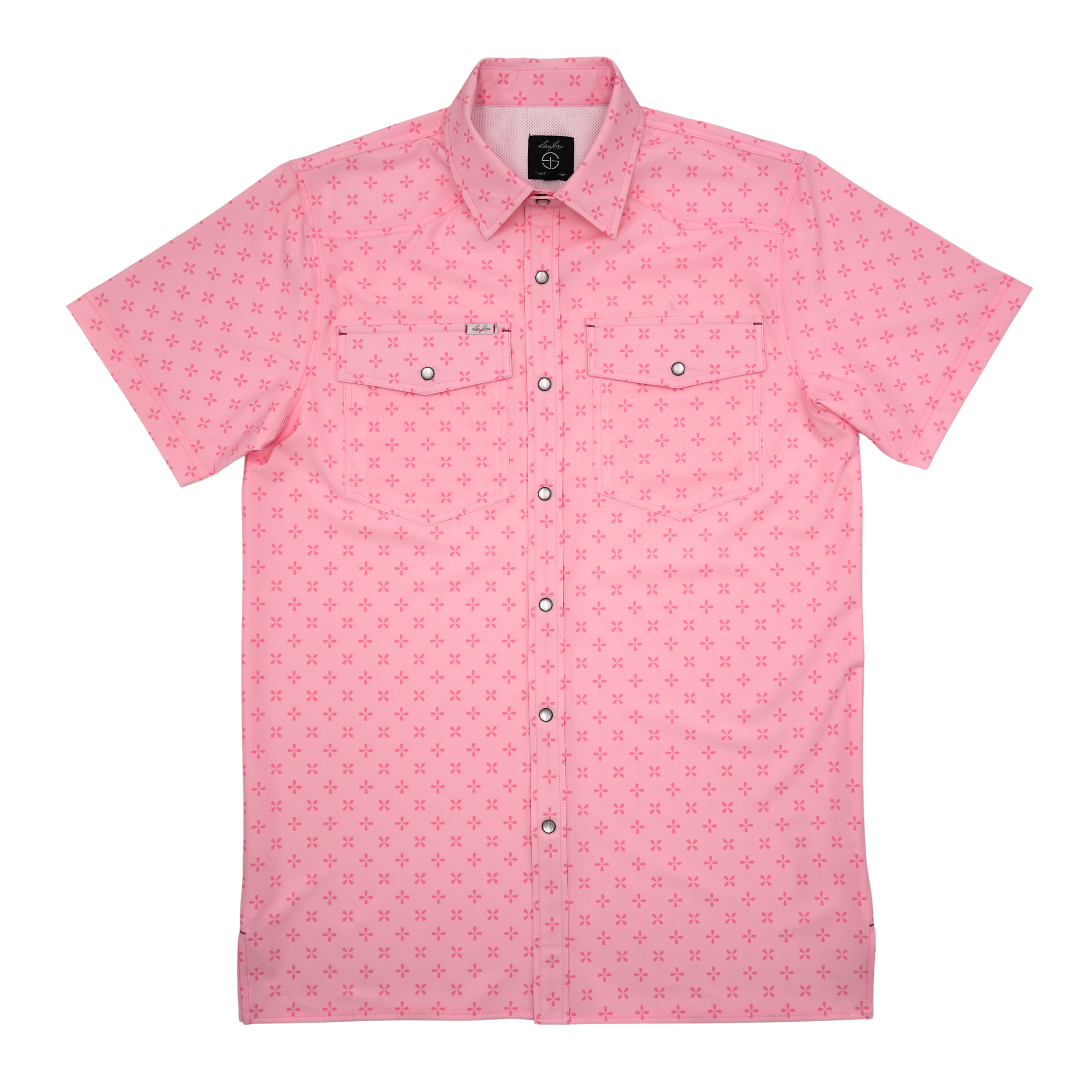 SanJac Pink Coahuila Short Sleeve Pearl Snap Men's Shirt