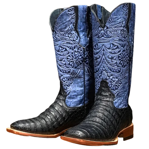 Tanner Mark Black Caiman Print Ladies' Boot