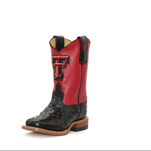 Anderson Bean Texas Tech Exclusive Black Full Quill Ostrich Print Children's Boot