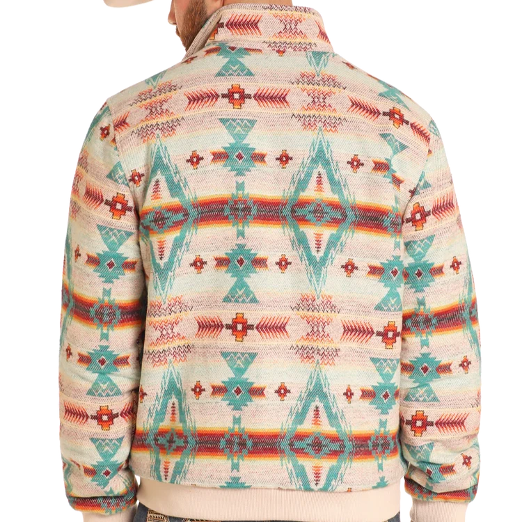 Rock & Roll Cream Aztec Jacquard Bomber Jacket
