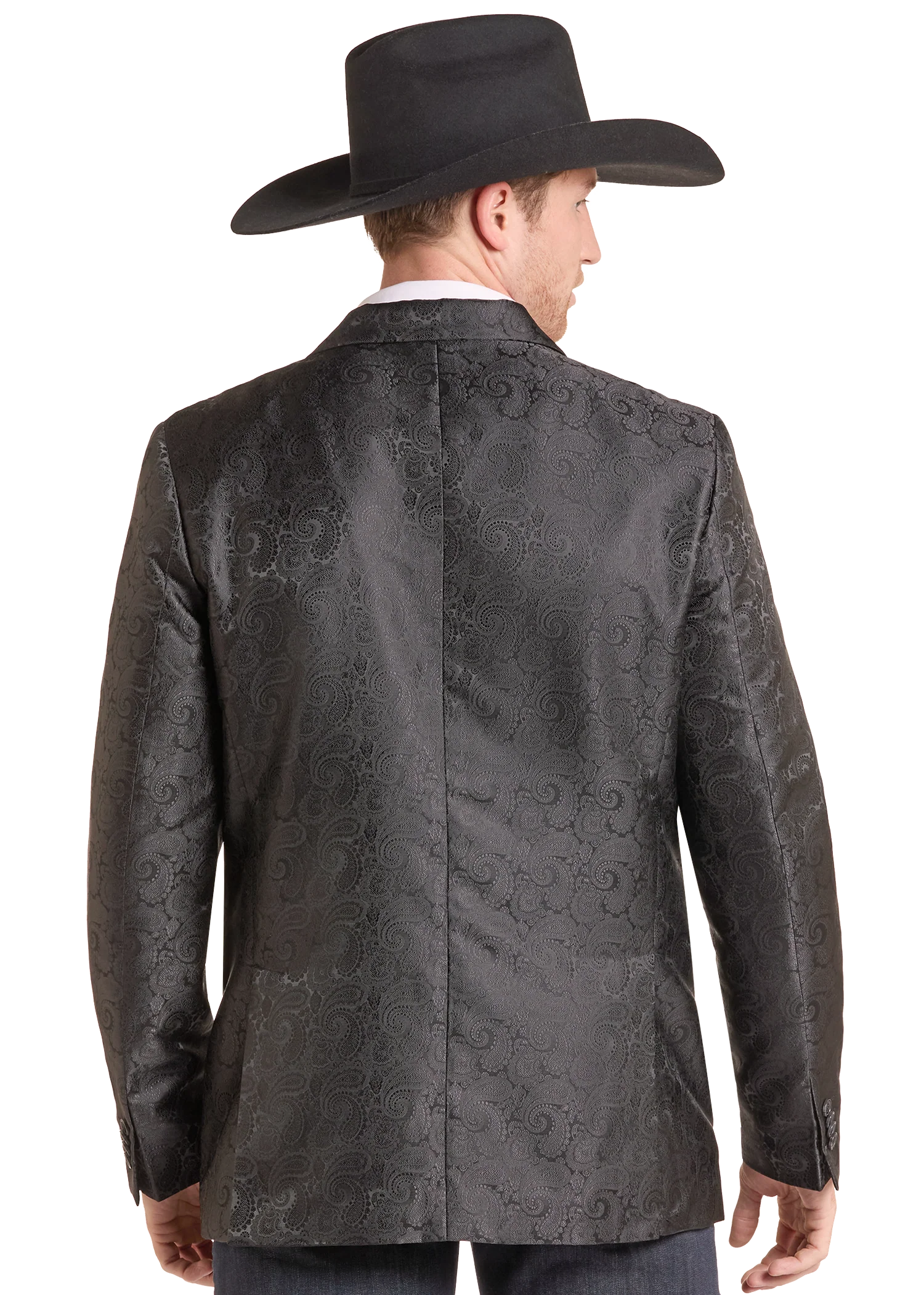 Rock and Roll Black Paisley Jacquard Men's Sport Coat