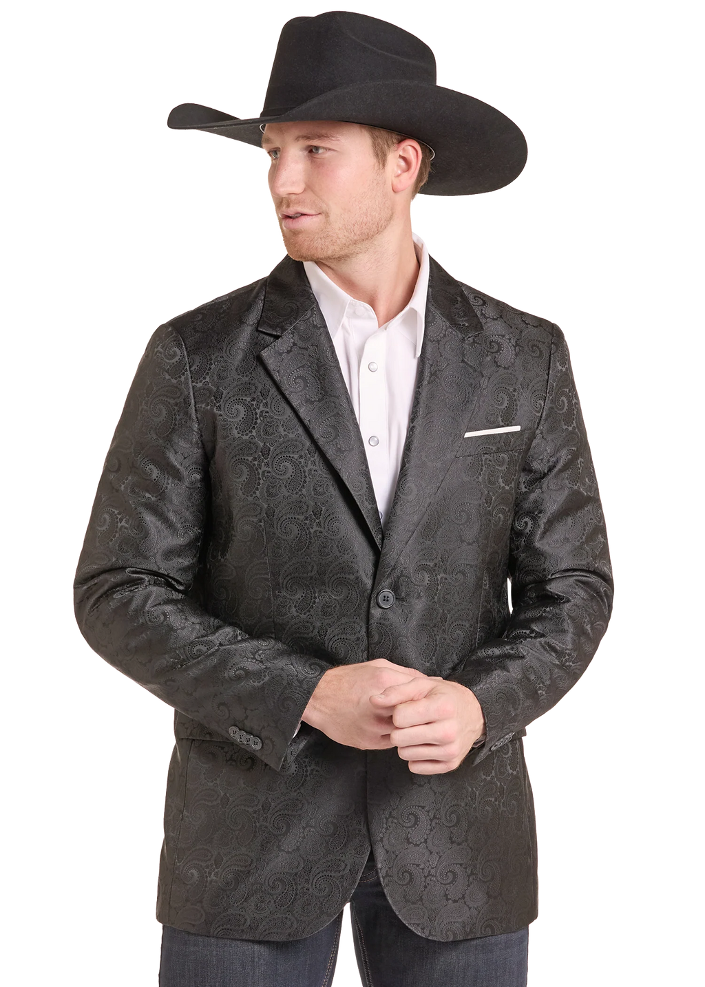 Rock and Roll Black Paisley Jacquard Men's Sport Coat