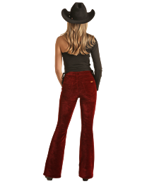 Rock & Roll Denim Women's Red Garnet Velvety Corduroy Flare Leg Jeans