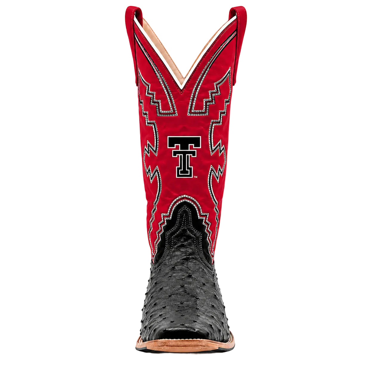 Anderson Bean Texas Tech Exclusive Black Full Quill Ostrich Cutter Toe Boot