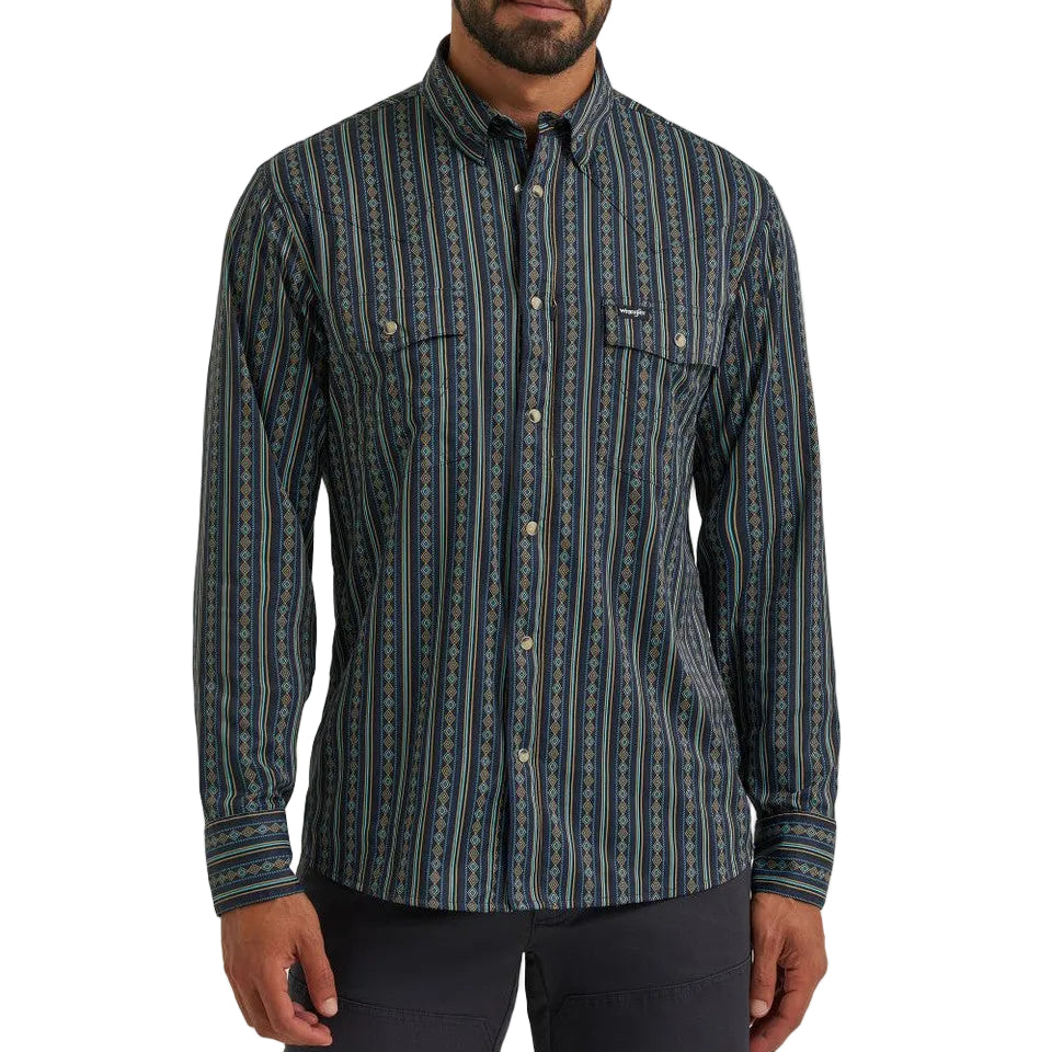 Wrangler Diamond Stripe Men's Button Down