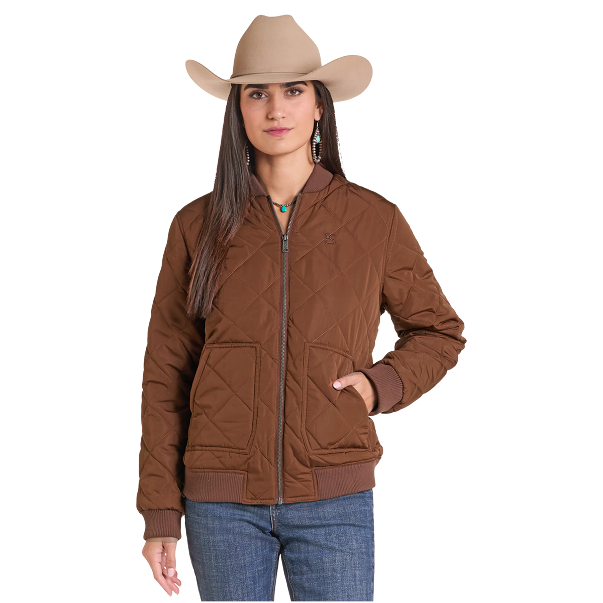 Panhandle Brown Quilted Bomber Ladies' Jacket