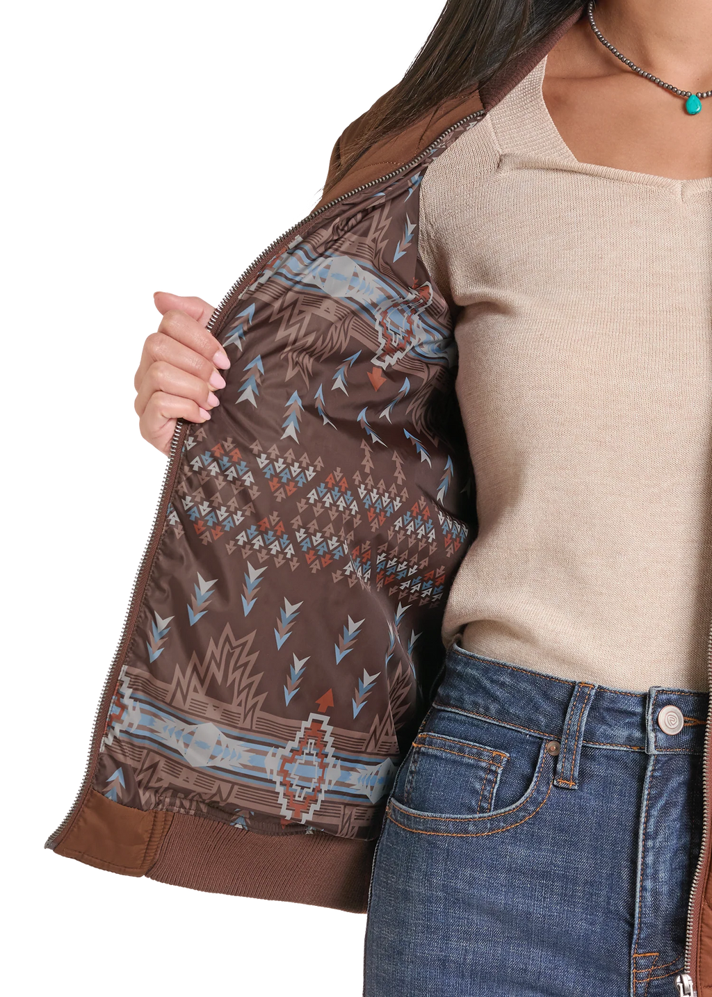 Panhandle Brown Quilted Bomber Ladies' Jacket