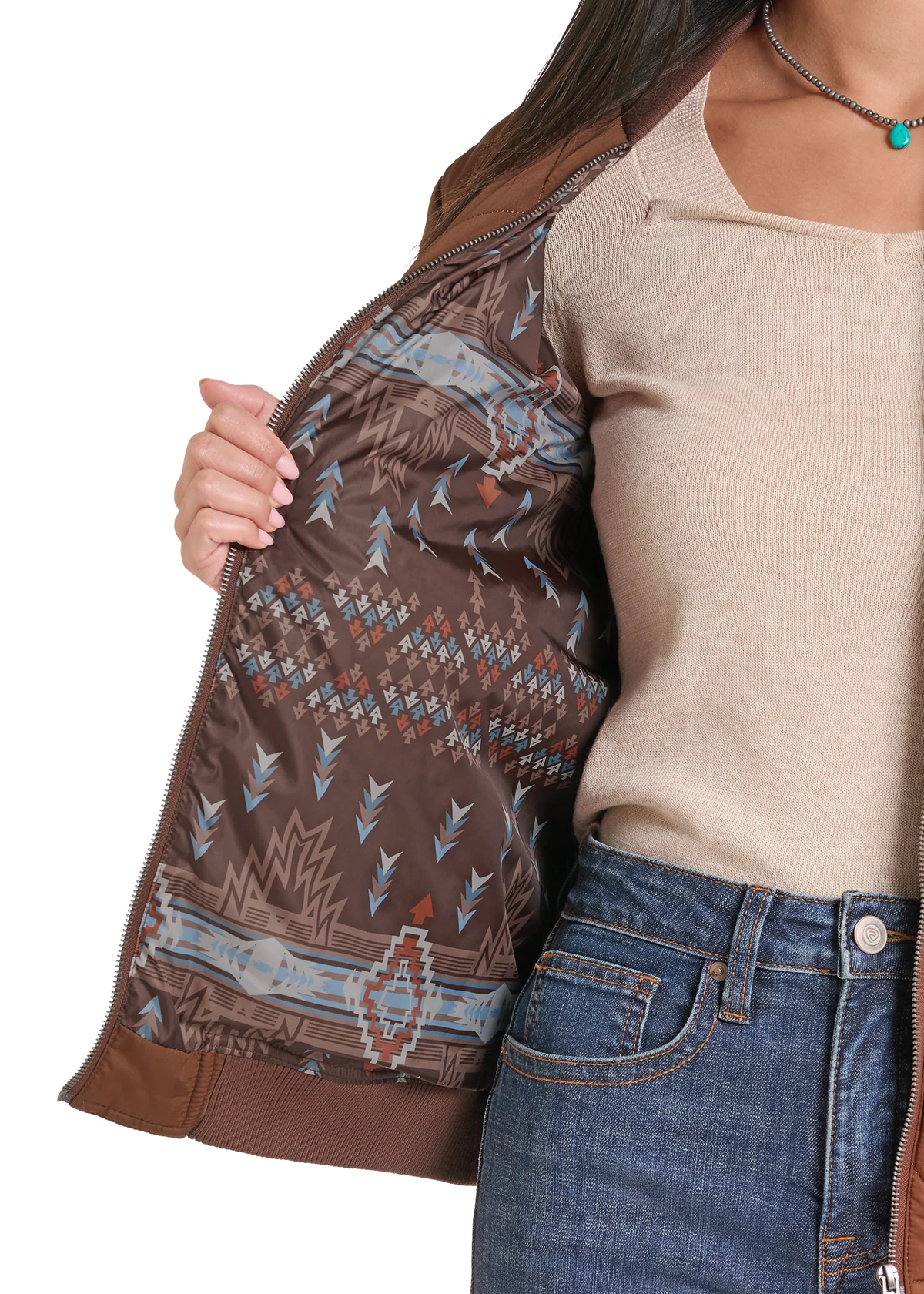 Panhandle Brown Quilted Bomber Ladies' Jacket