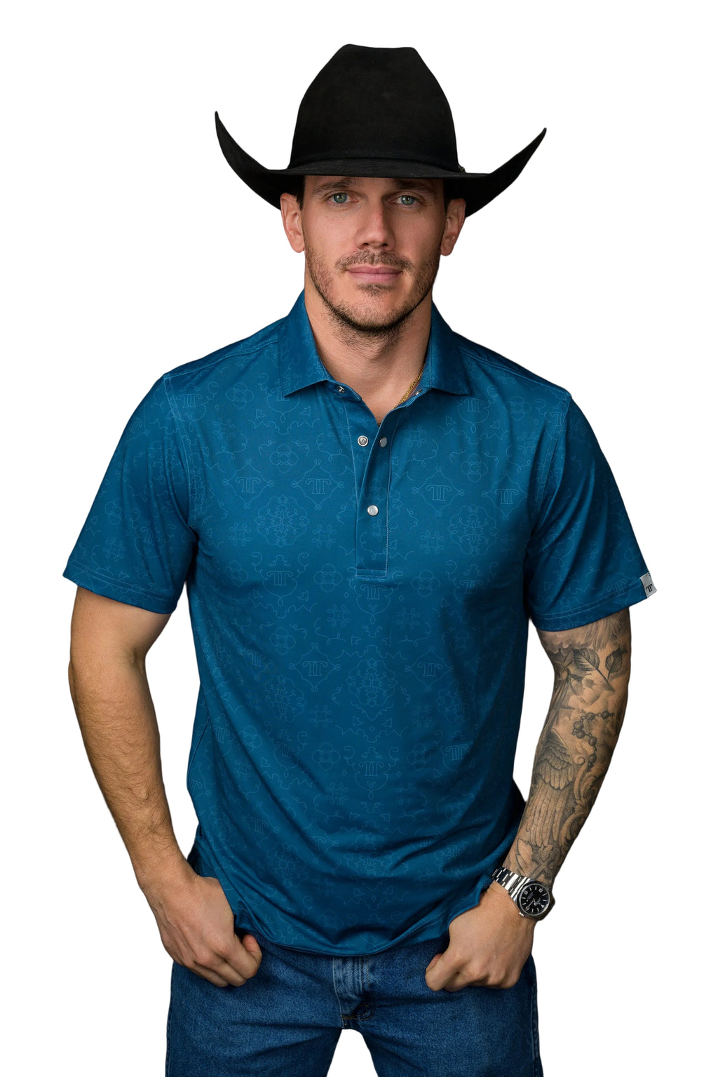 Ferrell "Micro Carson" Short Sleeve Men's Pearl Snap Polo Shirt
