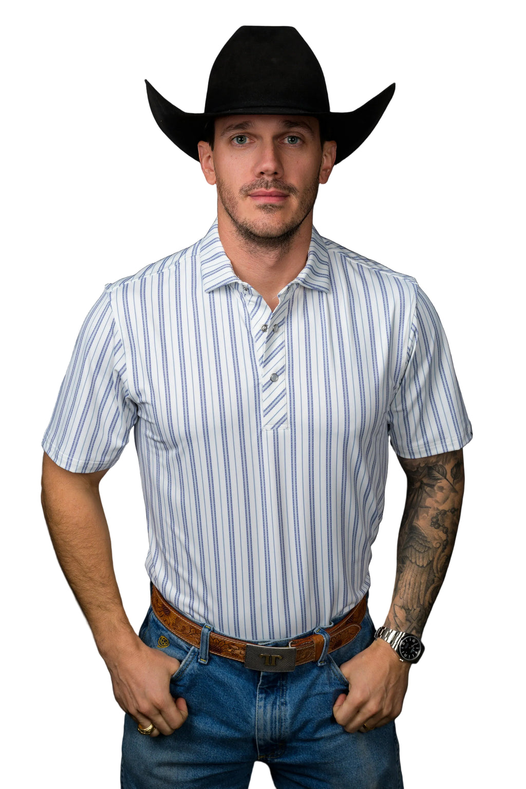Ferrell "Jack" Short Sleeve Men's Pearl Snap Polo Shirt