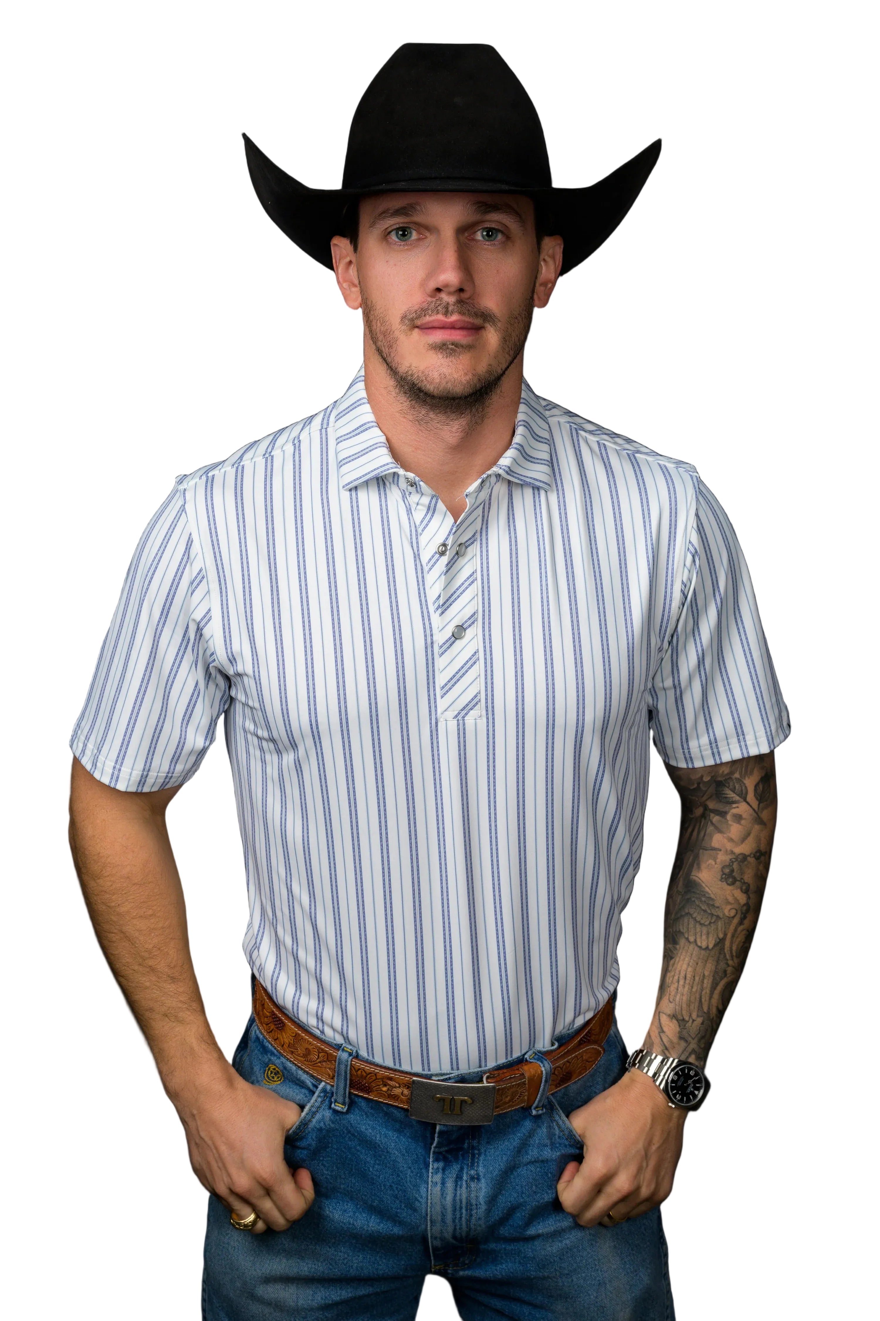 Ferrell "Jack" Short Sleeve Men's Pearl Snap Polo Shirt