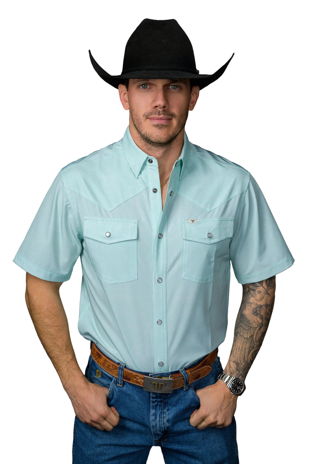 Ferrel Carson Short Sleeve Men's Perl Snap Shirt