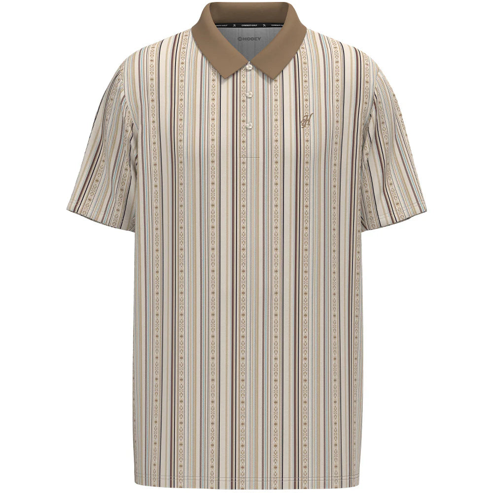 Hooey "The Weekender" Cream / Tan Striped Men's Polo