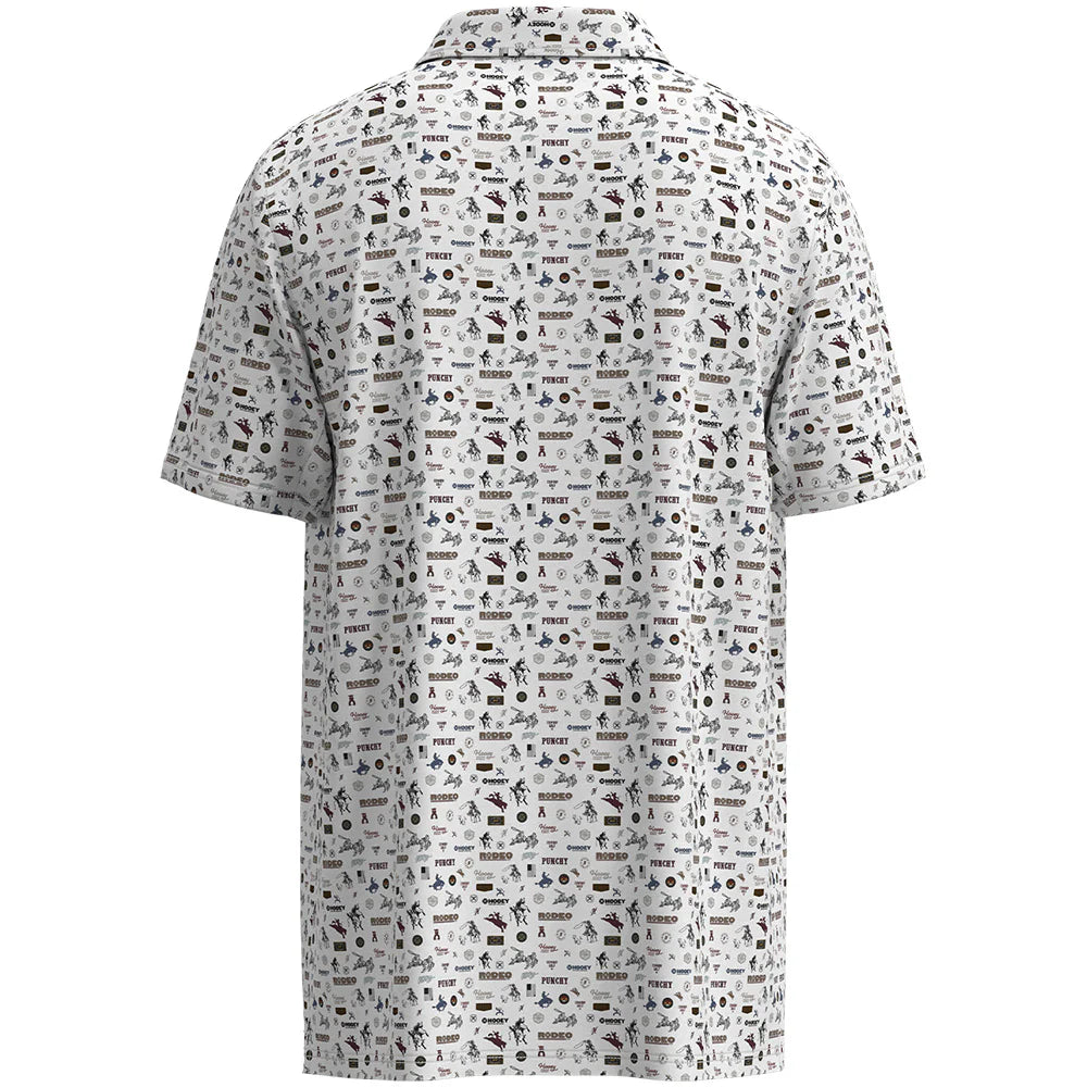 Hooey "The Weekender" White Rodeo Print Men's Polo