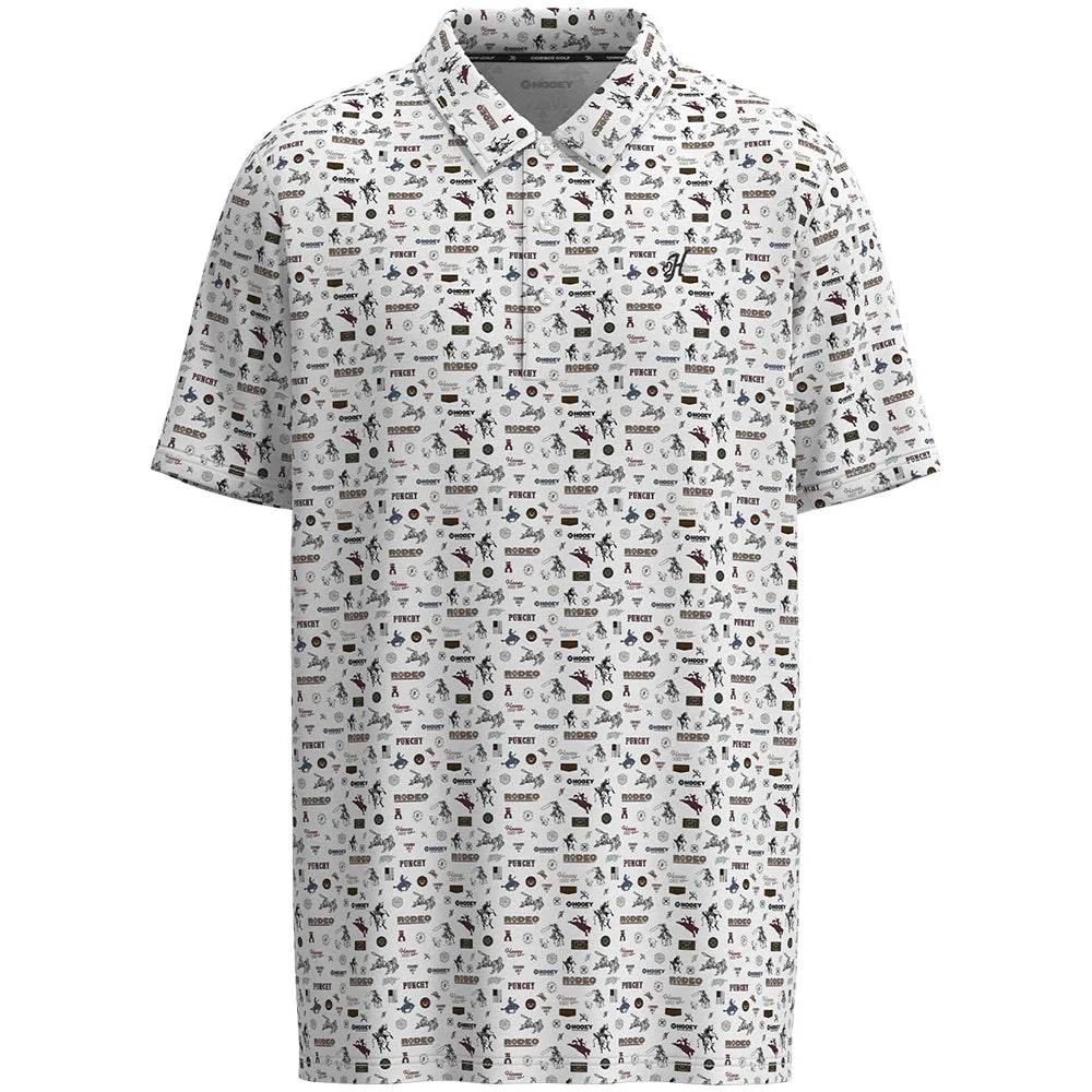 Hooey "The Weekender" White Rodeo Print Men's Polo