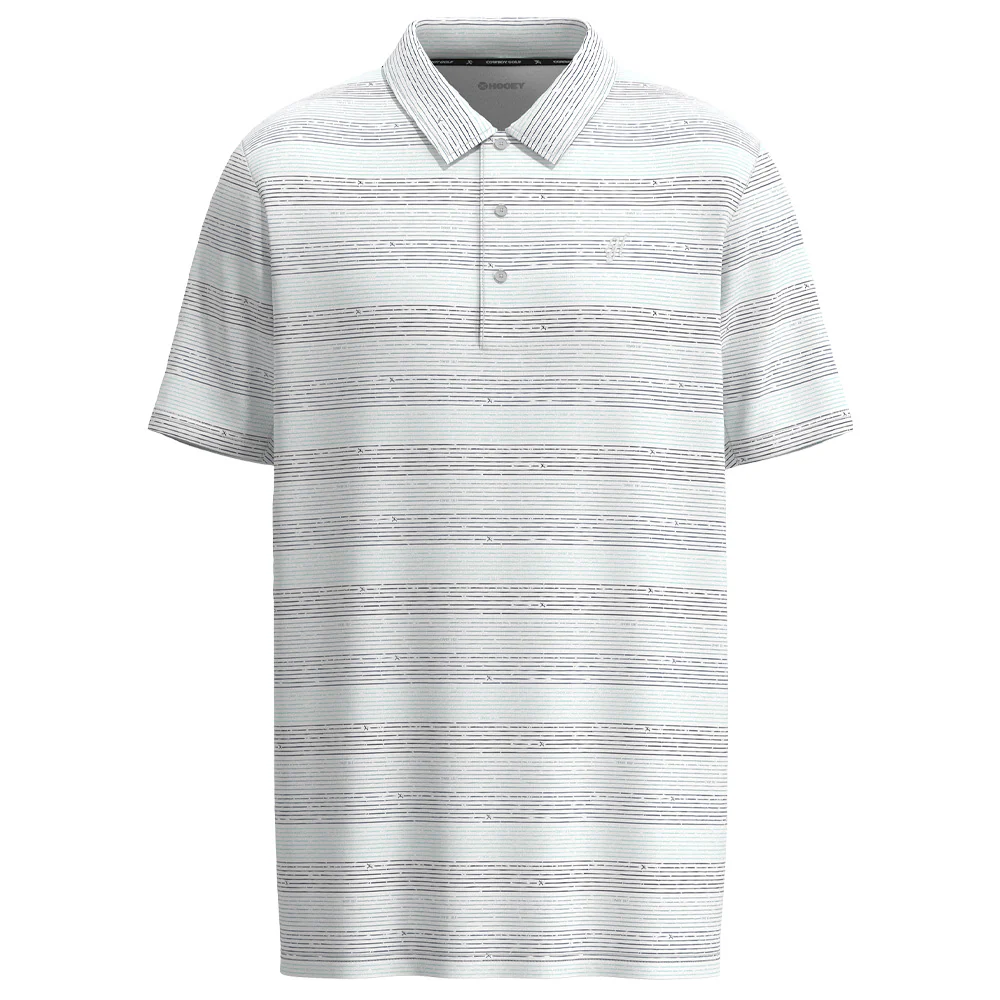 Hooey "The Weekender" Polo White w/ Blue Stripe Pattern Men's Polo