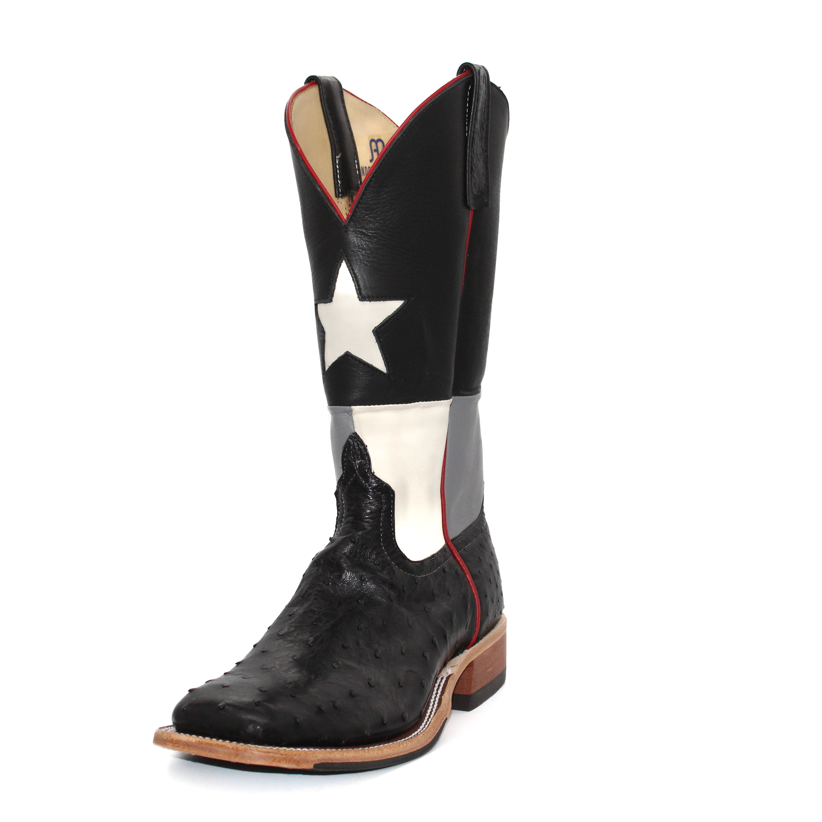 Anderson Bean Exclusive Black Full Quill TX Flag Men's Boot