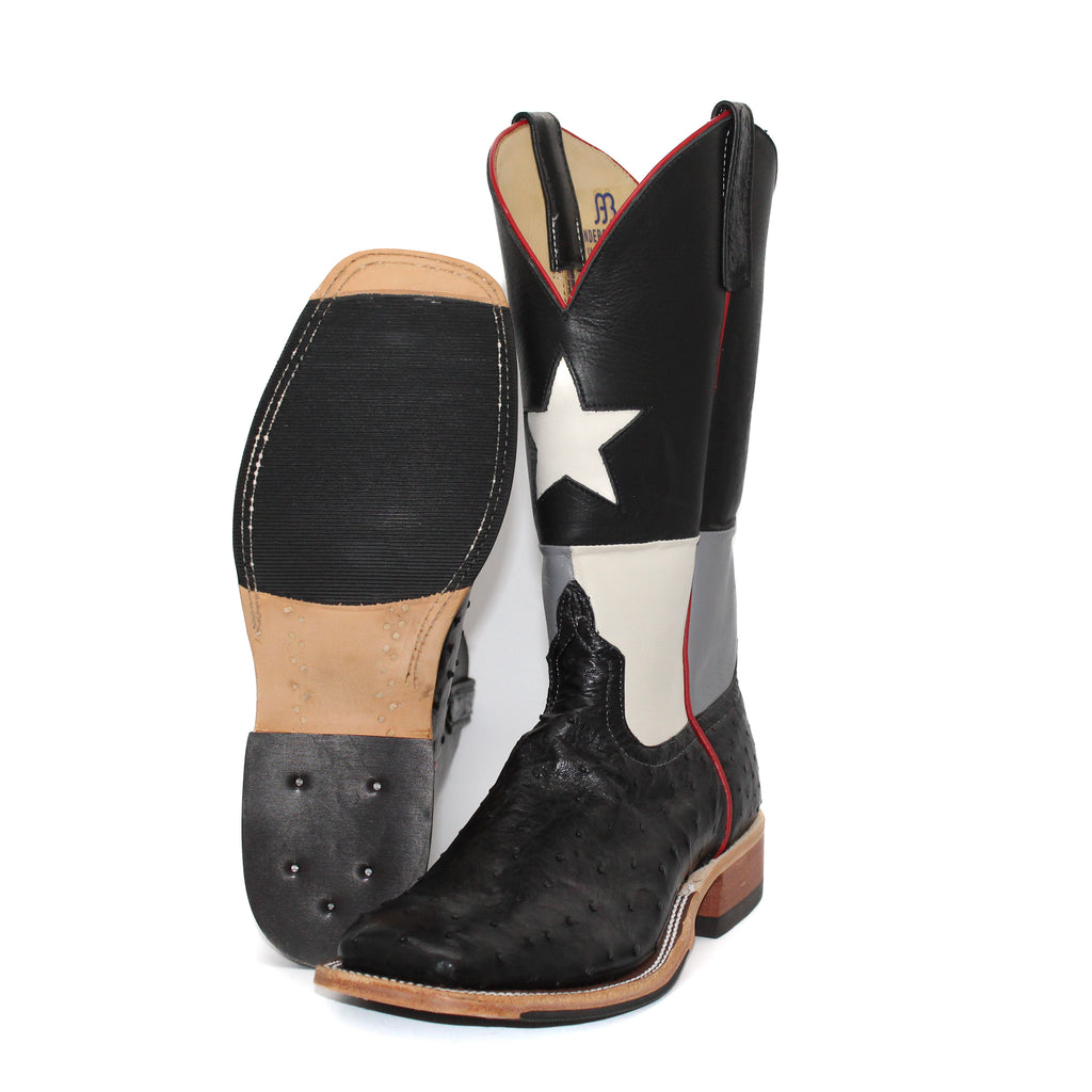 Anderson Bean Exclusive Black Full Quill TX Flag Men's Boot