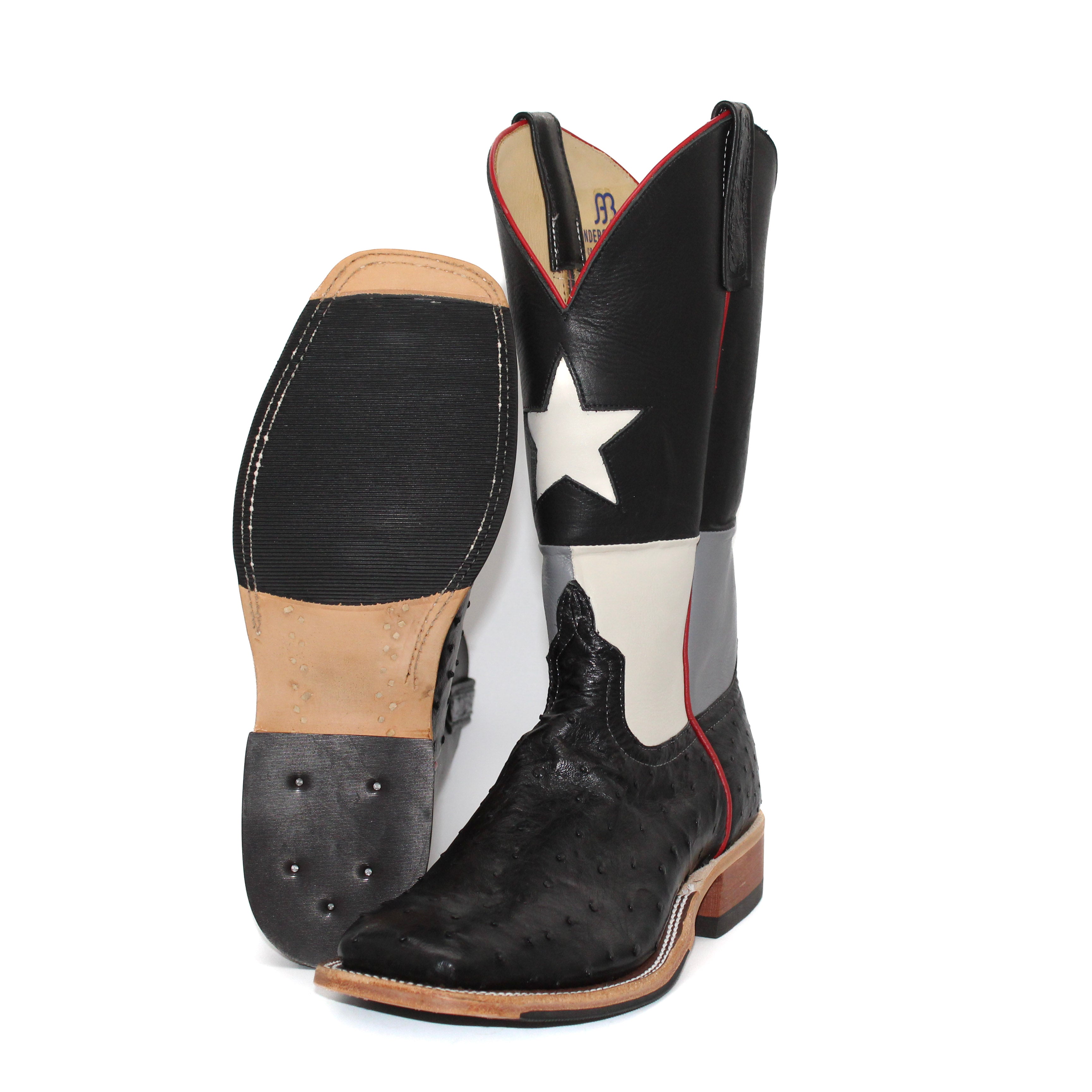 Anderson Bean Exclusive Black Full Quill TX Flag Men's Boot