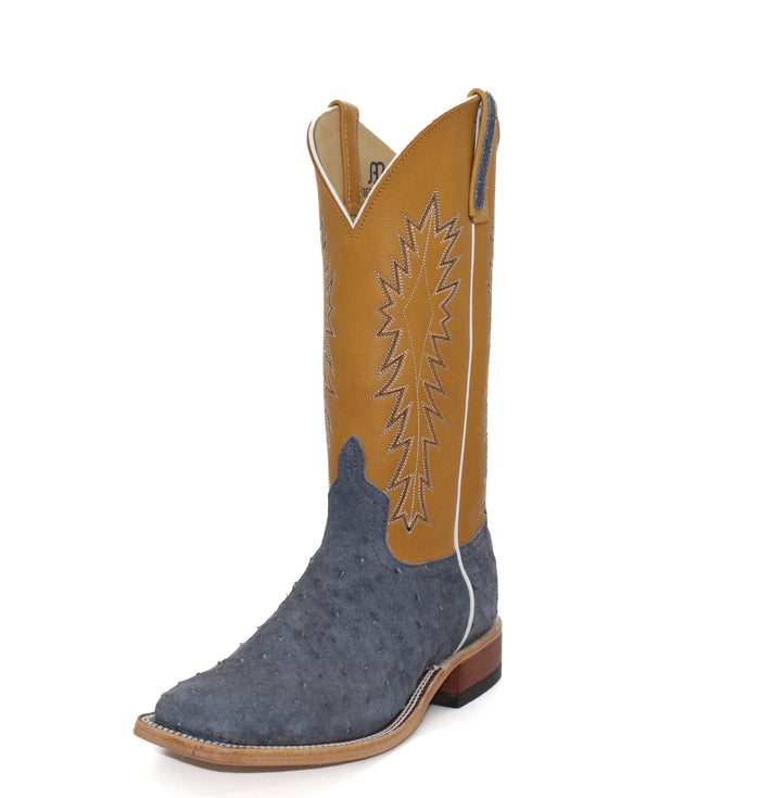 Anderson Bean Exclusive Denim Suede Full Quill Ostrich Men's Boot