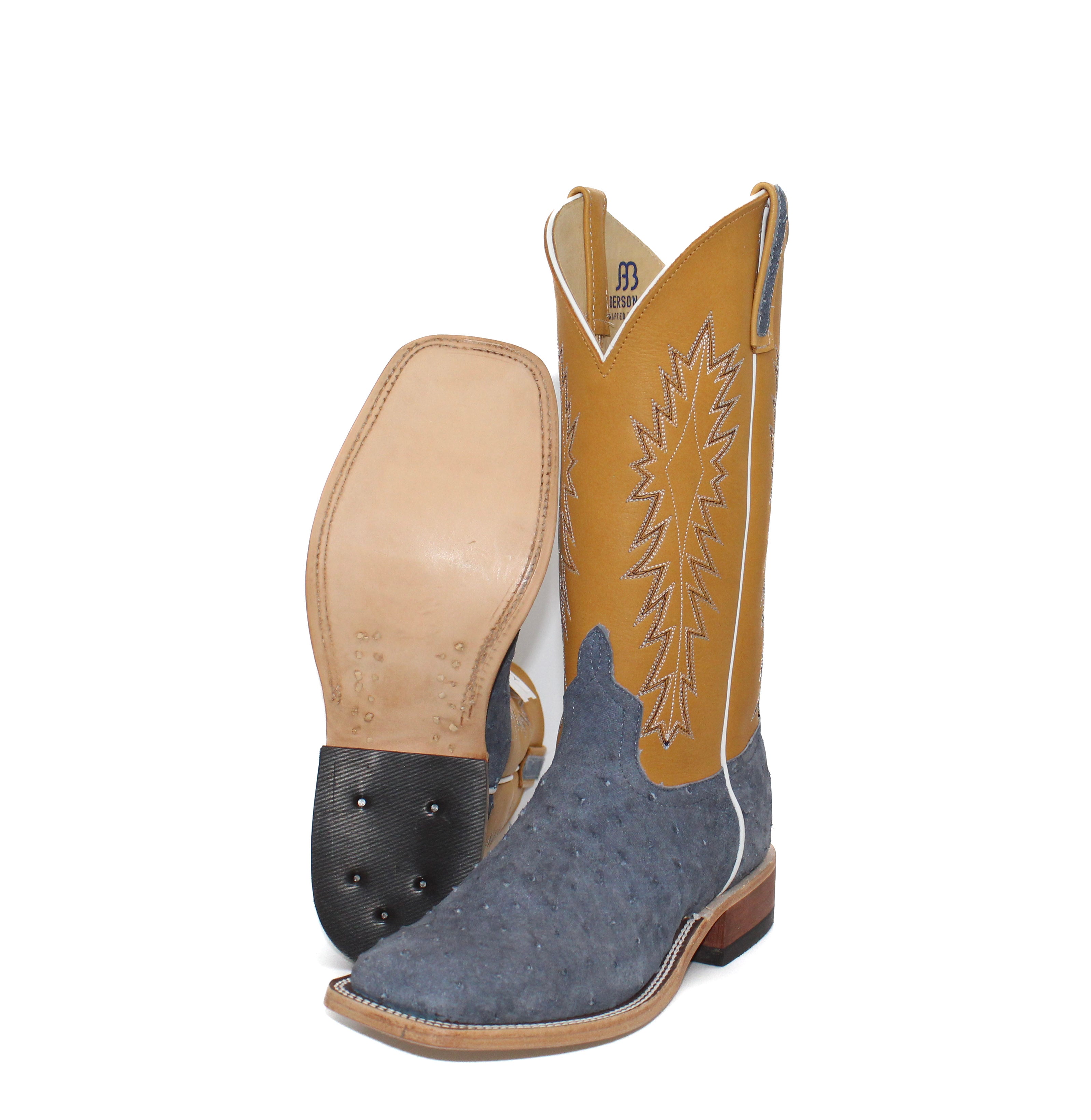 Anderson Bean Exclusive Denim Suede Full Quill Ostrich Men's Boot