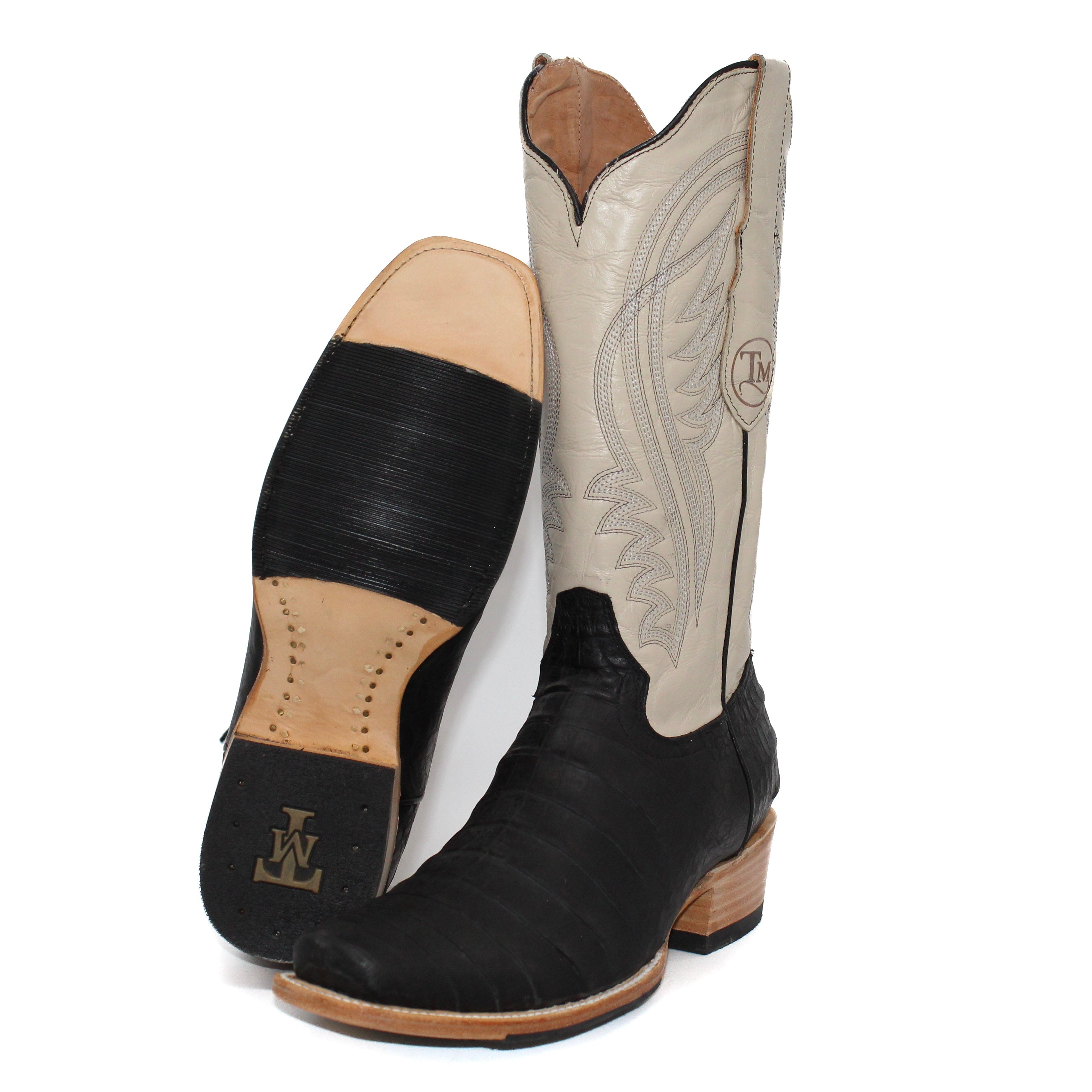 Tanner Mark Black Label Black Caiman Belly Print Men's Boot